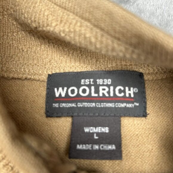 Woolrich Sweater Vest Womens Large Wool Camel Tan Full Zip Mock Neck Classic L - Picture 3 of 10